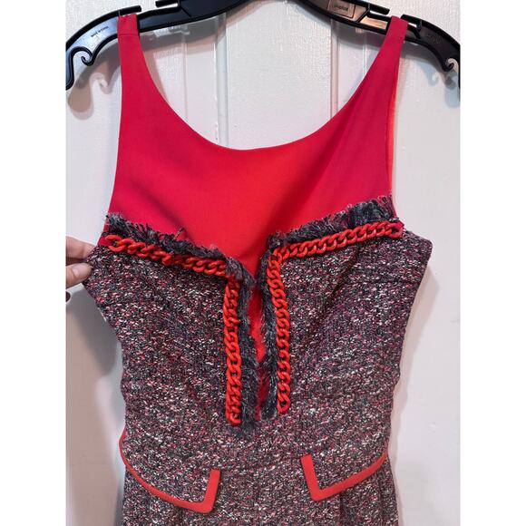 NWT Elisabetta Franchi Red Blue Tweed Open Back Romper Size 40 US 4 - Picture 4 of 14